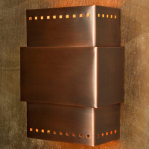Punched Copper and Tin Rectangle Wall Sconces