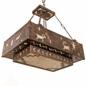 Southwestern Style Chandelier 2 Tier Rectangular