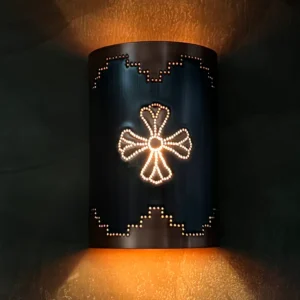 Southwest Cross Punch Copper Wall Light