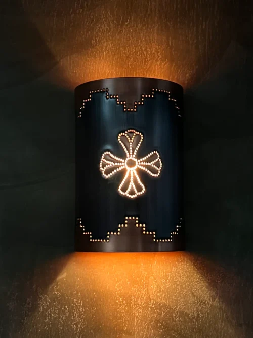 Southwest Cross Punch Copper Wall Light