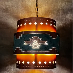 Alternative view of 3 Tier Green Pueblo Southwest Pendant Light