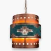 3 Tier Green Pueblo Southwest Pendant Light