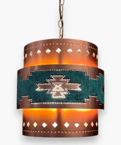 3 Tier Green Pueblo Southwest Pendant Light