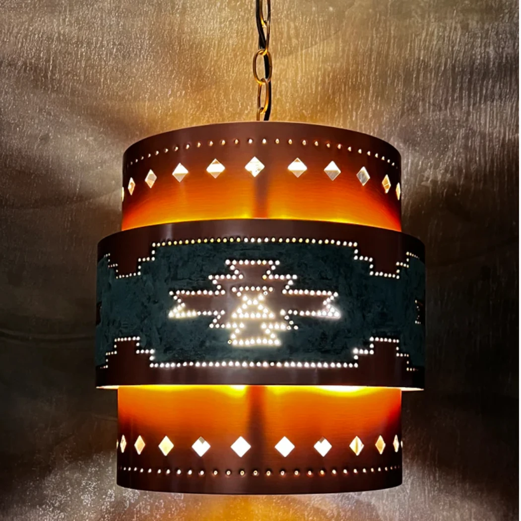 3 Tier Green Pueblo Southwest Pendant Light - Image 2