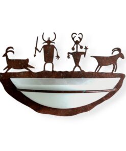Southwest Petroglyph Glass Bowl Wall Sconce