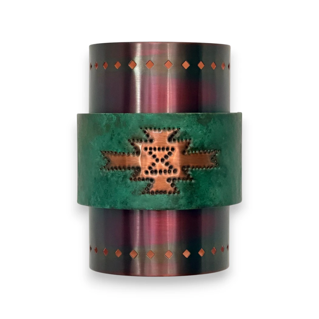 Southwest Handcrafted Copper Wall Sconce Pueblo Design
