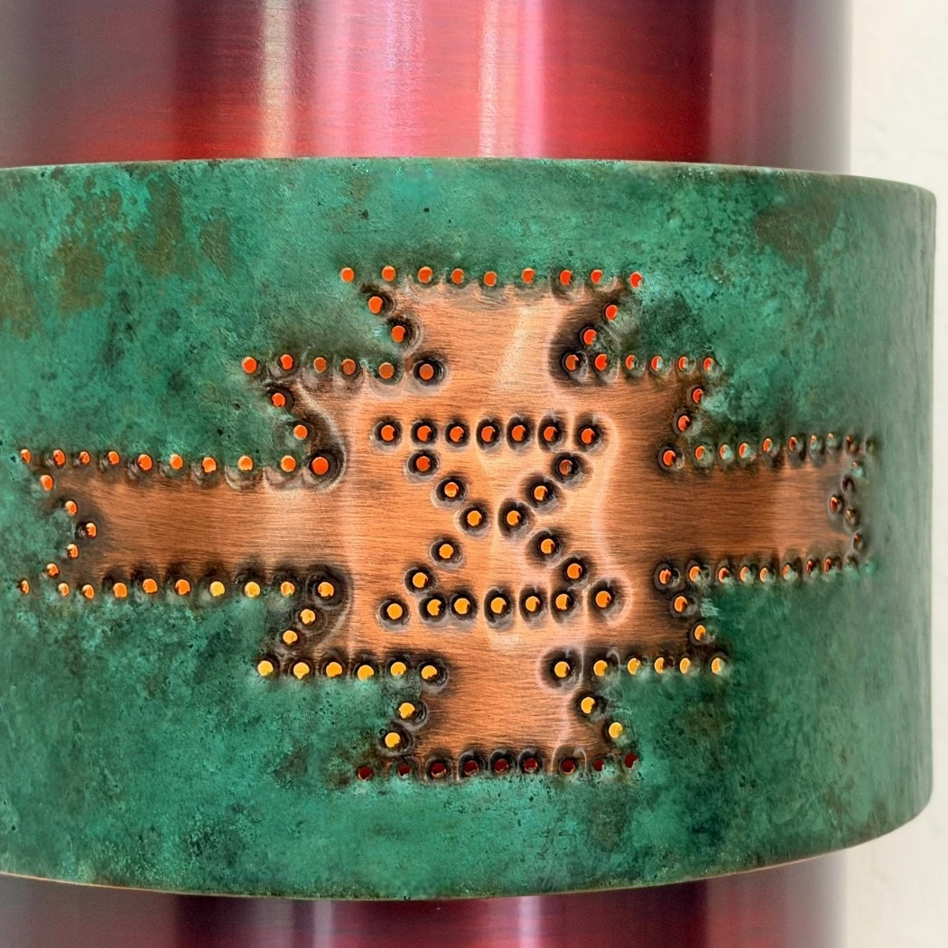 Southwest Handcrafted Copper Wall Sconce Pueblo Design